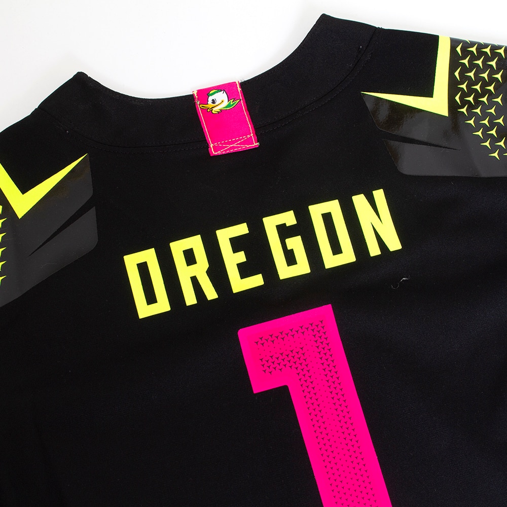 Classic Oregon O, Nike, Black, Jerseys, Kids, Youth, Football, Vapor, Breast Cancer Awareness, #1, 654026